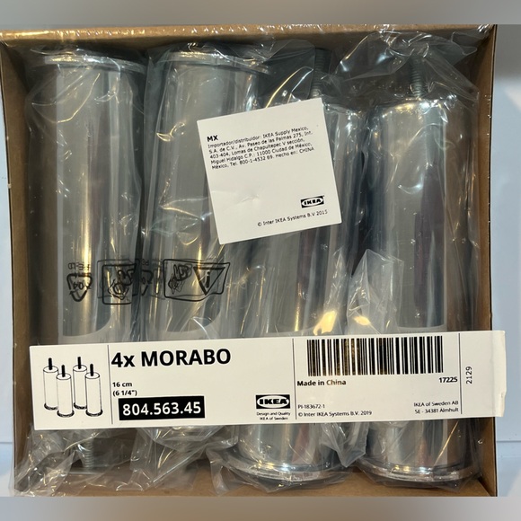 IKEA MORABO Leg Metal 4 Pack 6 1/4" 804.563.45 new in packaging - Picture 5 of 6